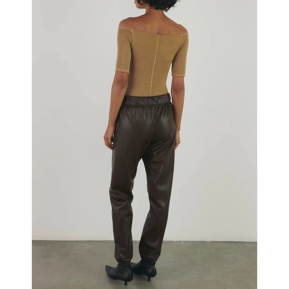 ENZA COSTA Pants Womens Medium 2 Camel Tan Faux Suede Jogger Lounge Track NWOT - Picture 15 of 15